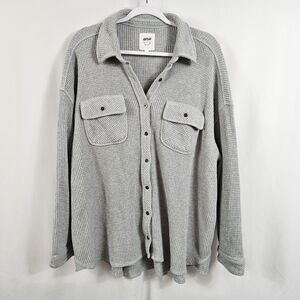 Aerie LumberJane Waffle Shirt In Gray - Size L